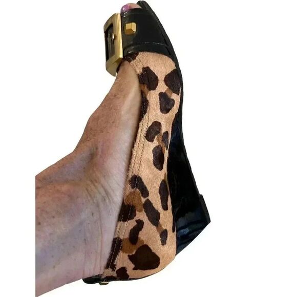 NWOT BCBG Wedge Pony Hair Leopard Shoes - Picture 5 of 9